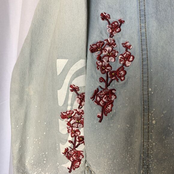 Brooklyn Cloth Graphic Denim Jacket Stay Wavy Womens L Streetwear - Picture 10 of 12